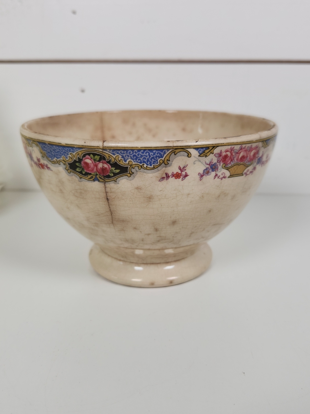 Antique Heavily Stained Crazed Bowl 5.25"| Primitive Farmhouse | Shabby Chic